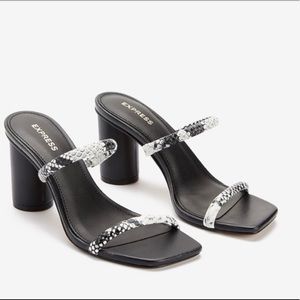 Express snake print Double Band Block Heel…